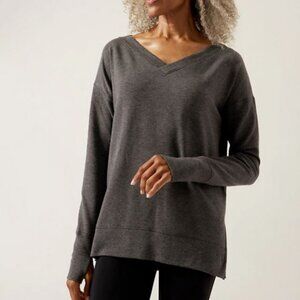 NEW Athleta Coaster Luxe V-Neck Sweatshirt S